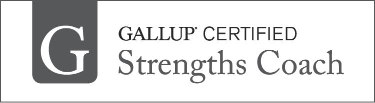 Gallup-zertifizierter Stärken-Coach, Grau- und Grüntöne, stilisiertes „G“ und Schriftzug.